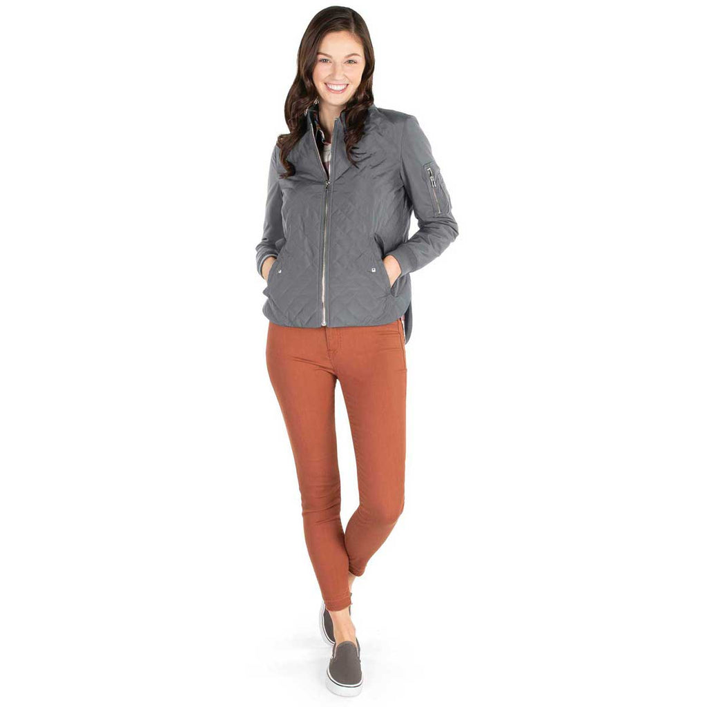 Charles River Charles River Women's Grey Quilted Boston Flight Jacket