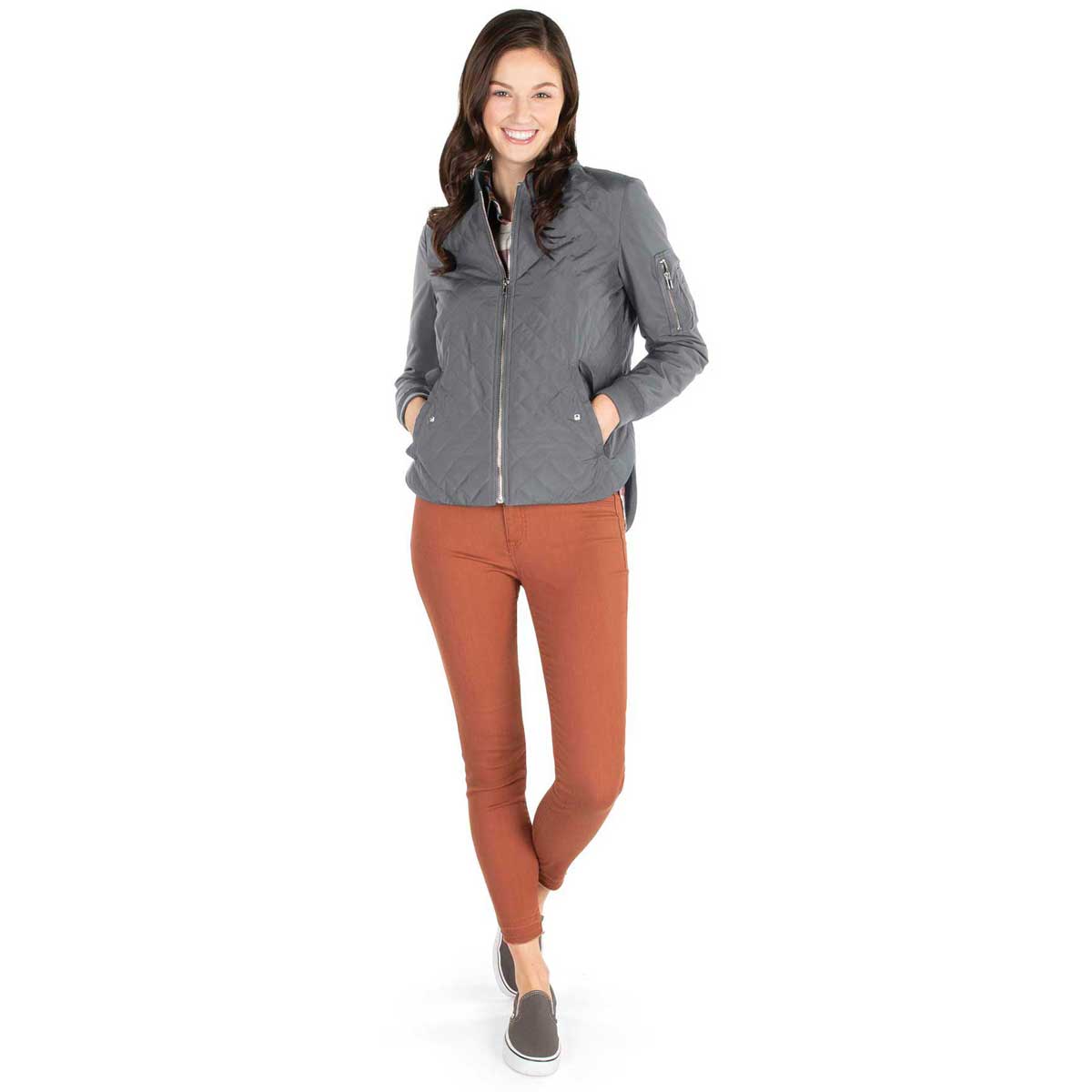 Charles River Charles River Women's Grey Quilted Boston Flight Jacket