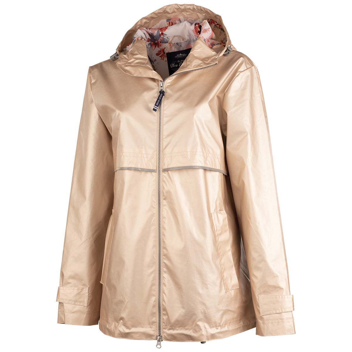 Charles River Charles River Women's Champagne/Floral New Englander Rain Jacket with Floral Printed Lining
