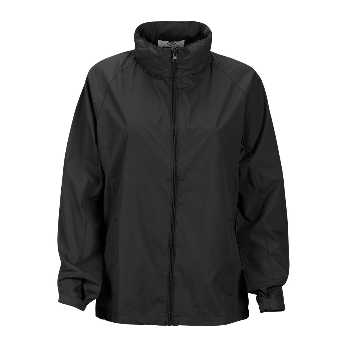 Vantage Vantage Women's Black Full-Zip Lightweight Hooded Jacket