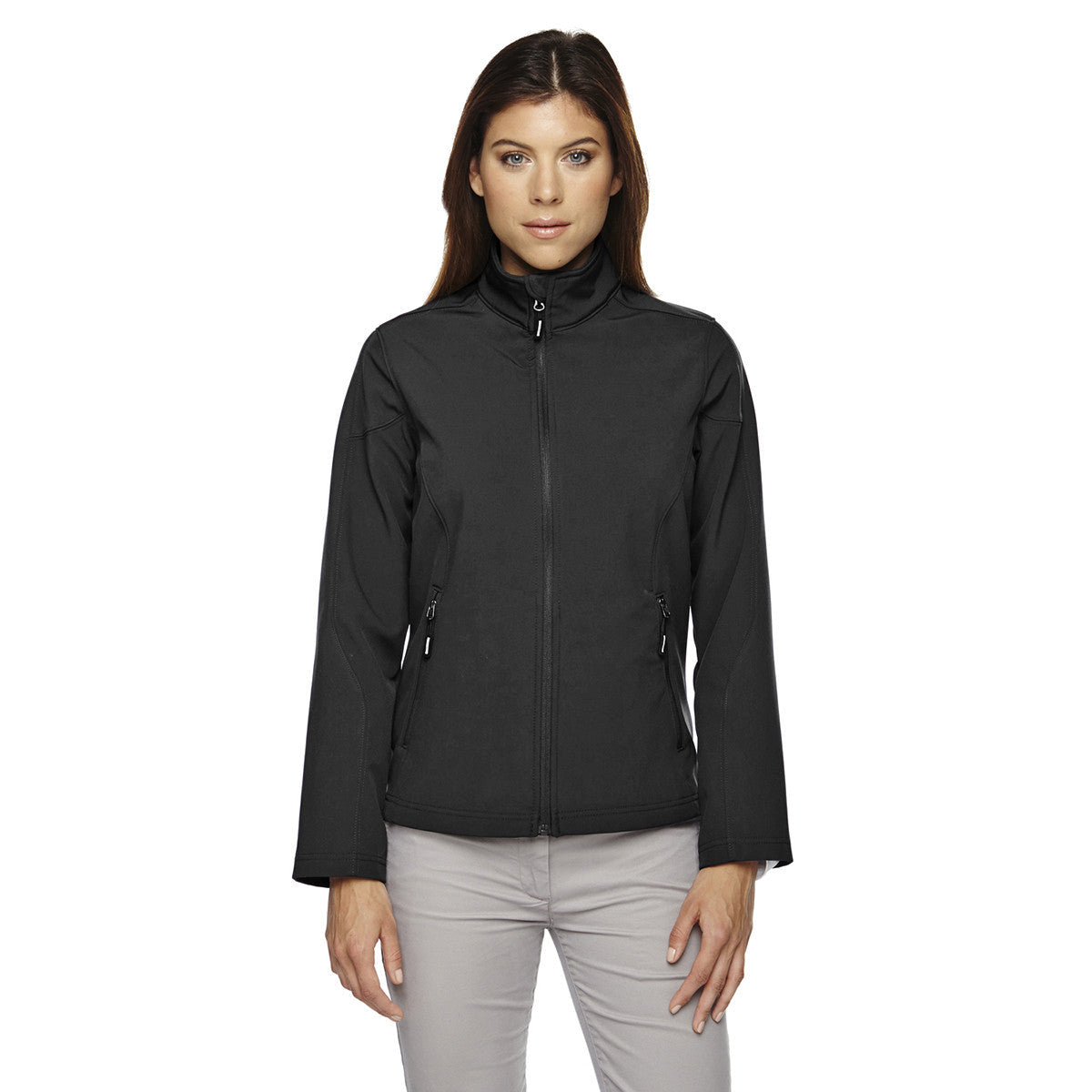Core 365 Core 365 Women's Black Cruise Two-Layer Fleece Bonded Soft Shell Jacket