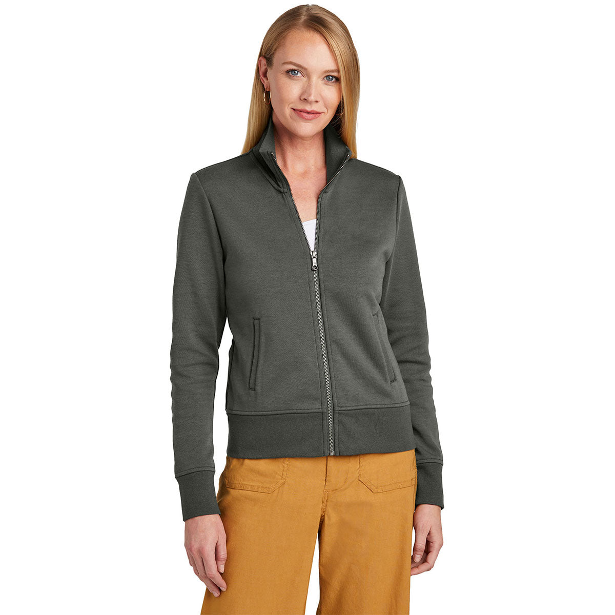 Brooks Brothers Brooks Brothers Women's Windsor Grey Double-Knit Full Zip
