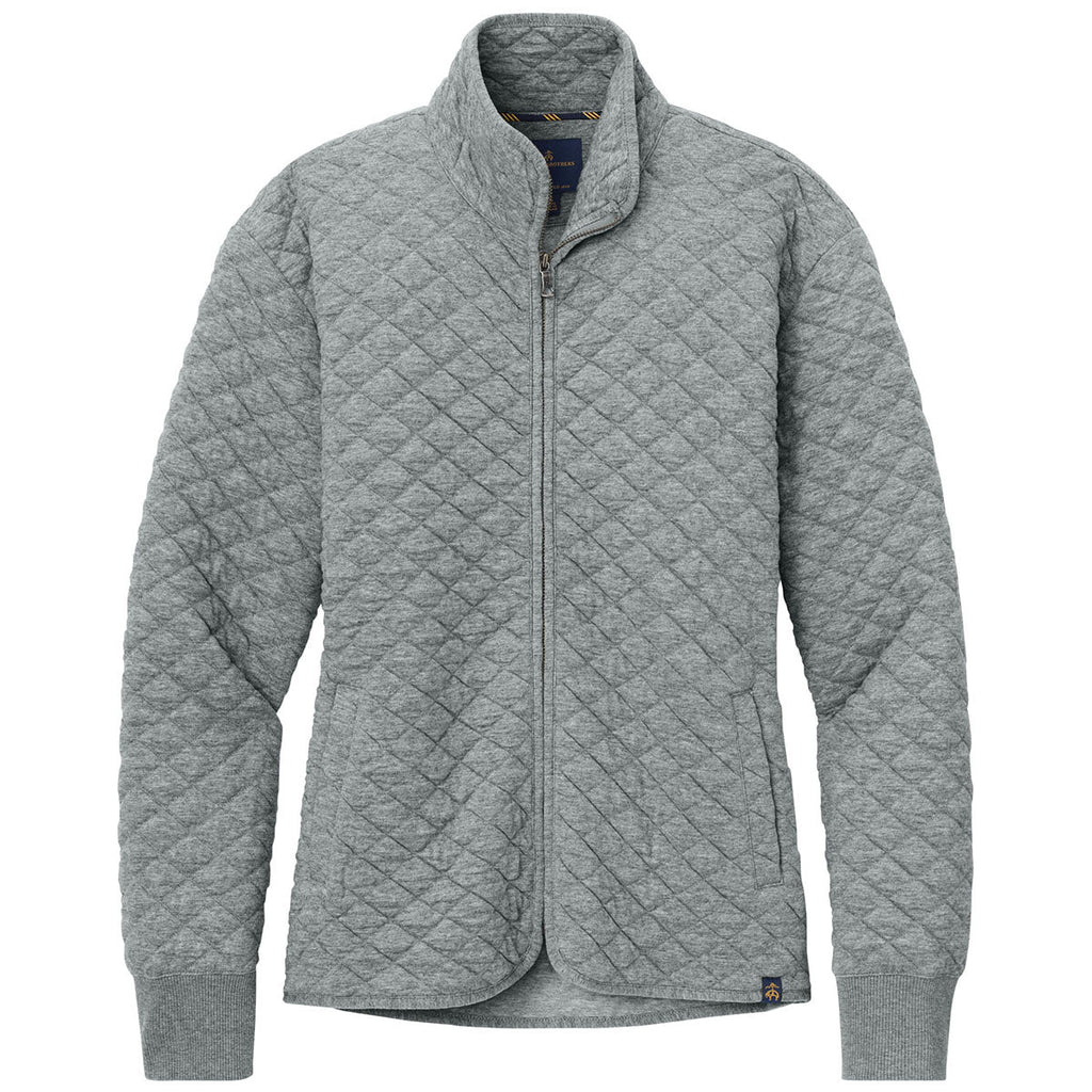 Brooks Brothers Brooks Brothers Women's Light Shadow Grey Heather Diamond Quilt Full-Zip