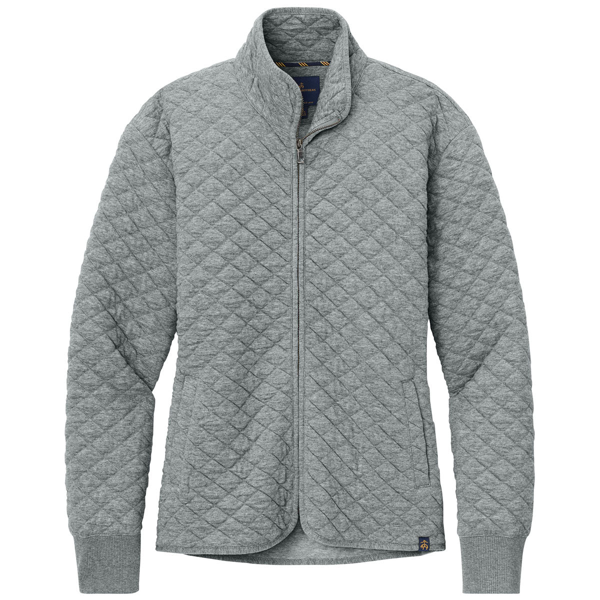 Brooks Brothers Brooks Brothers Women's Light Shadow Grey Heather Diamond Quilt Full-Zip