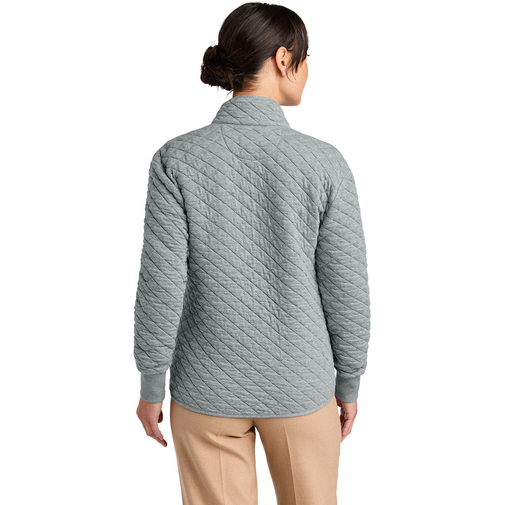 Brooks Brothers Brooks Brothers Women's Light Shadow Grey Heather Diamond Quilt Full-Zip