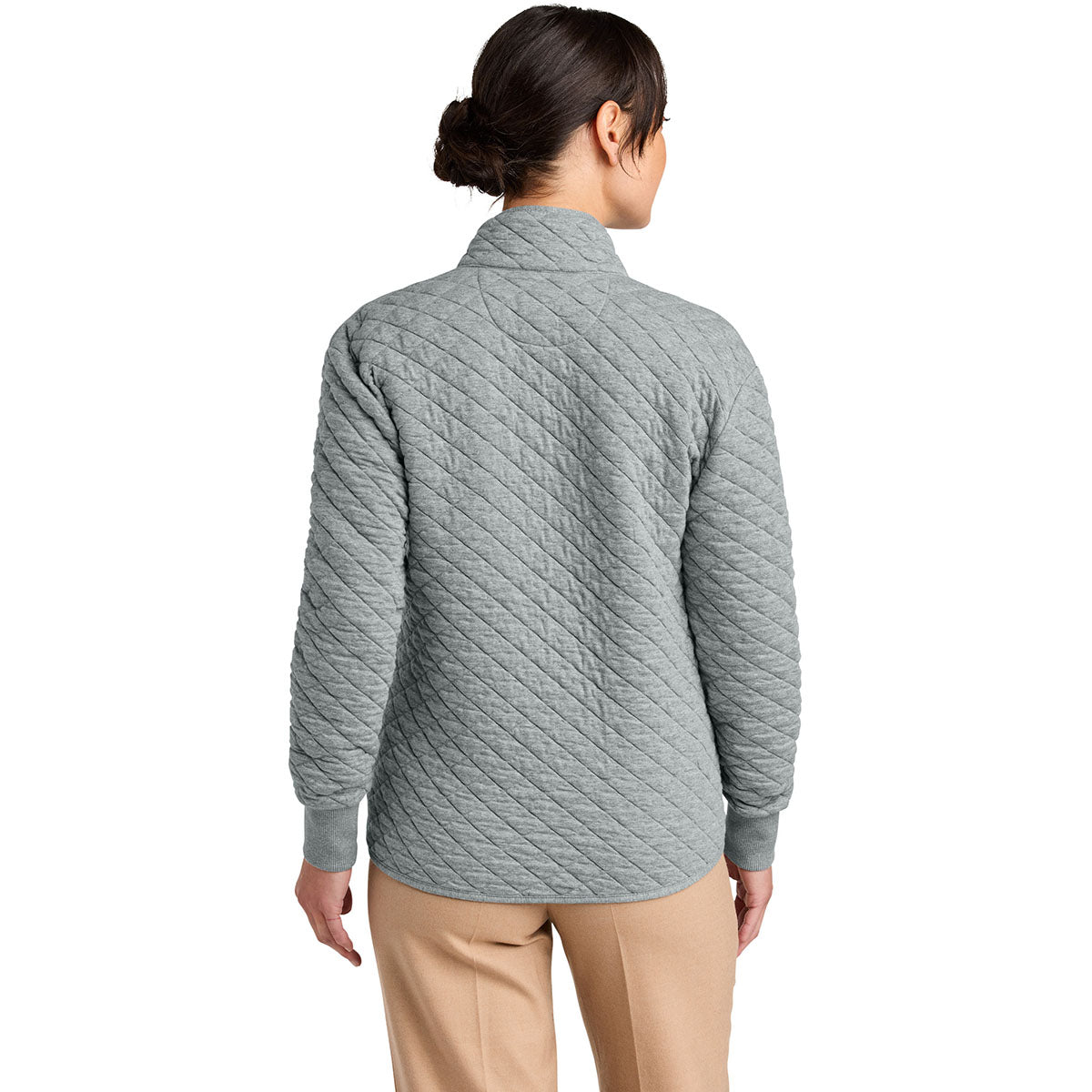 Brooks Brothers Brooks Brothers Women's Light Shadow Grey Heather Diamond Quilt Full-Zip