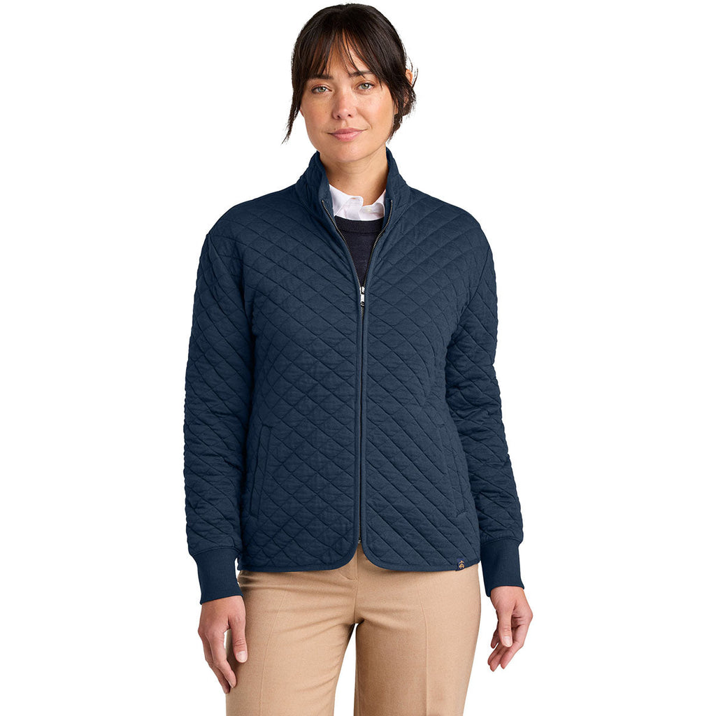 Brooks Brothers Brooks Brothers Women's Navy Blazer Diamond Quilt Full-Zip