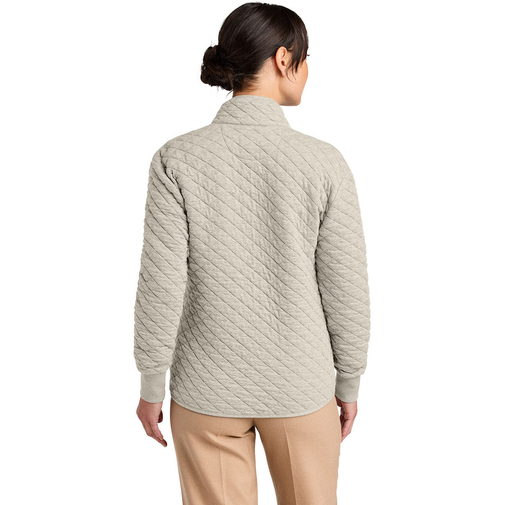 Brooks Brothers Brooks Brothers Women's Oatmeal Heather Diamond Quilt Full-Zip