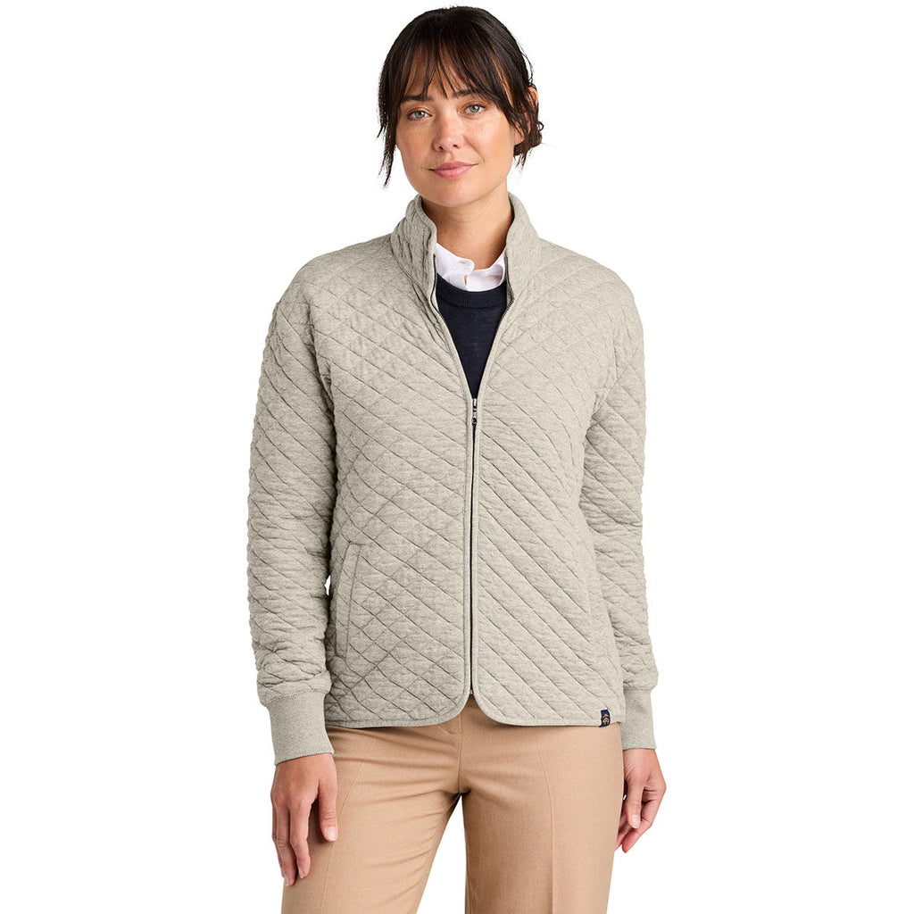 Brooks Brothers Brooks Brothers Women's Oatmeal Heather Diamond Quilt Full-Zip