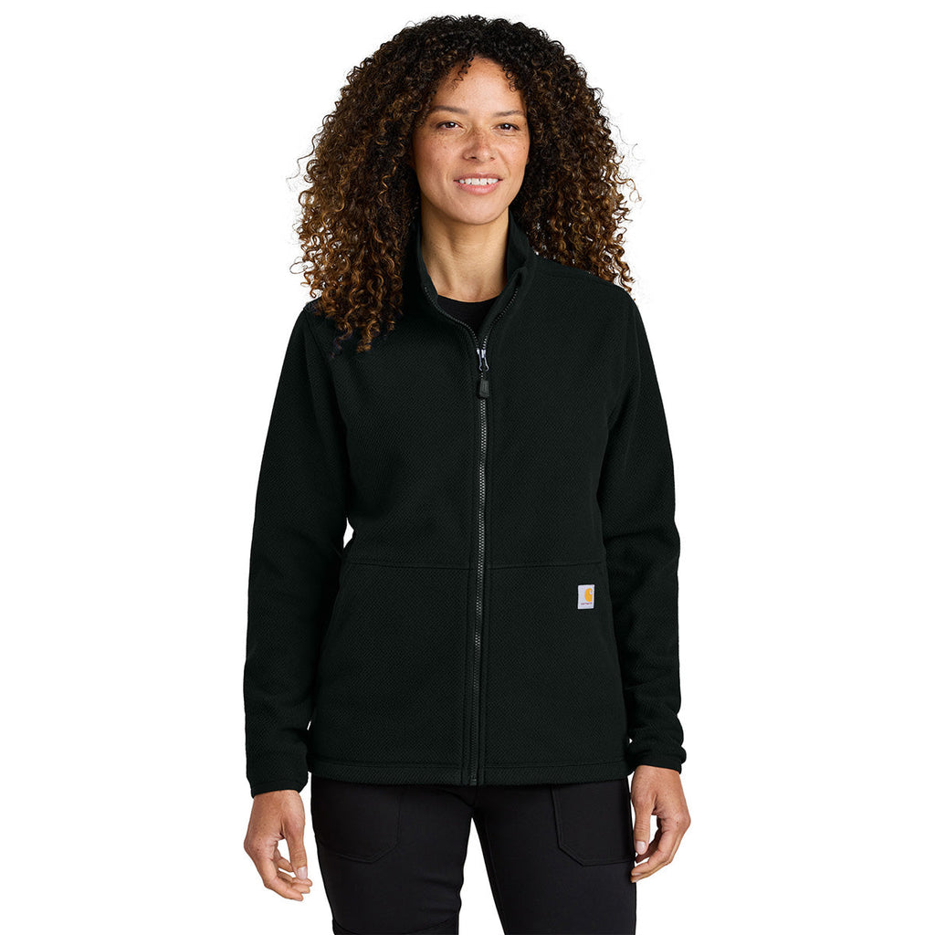 Carhartt Carhartt Women's Black Textured Full-Zip Fleece Jacket