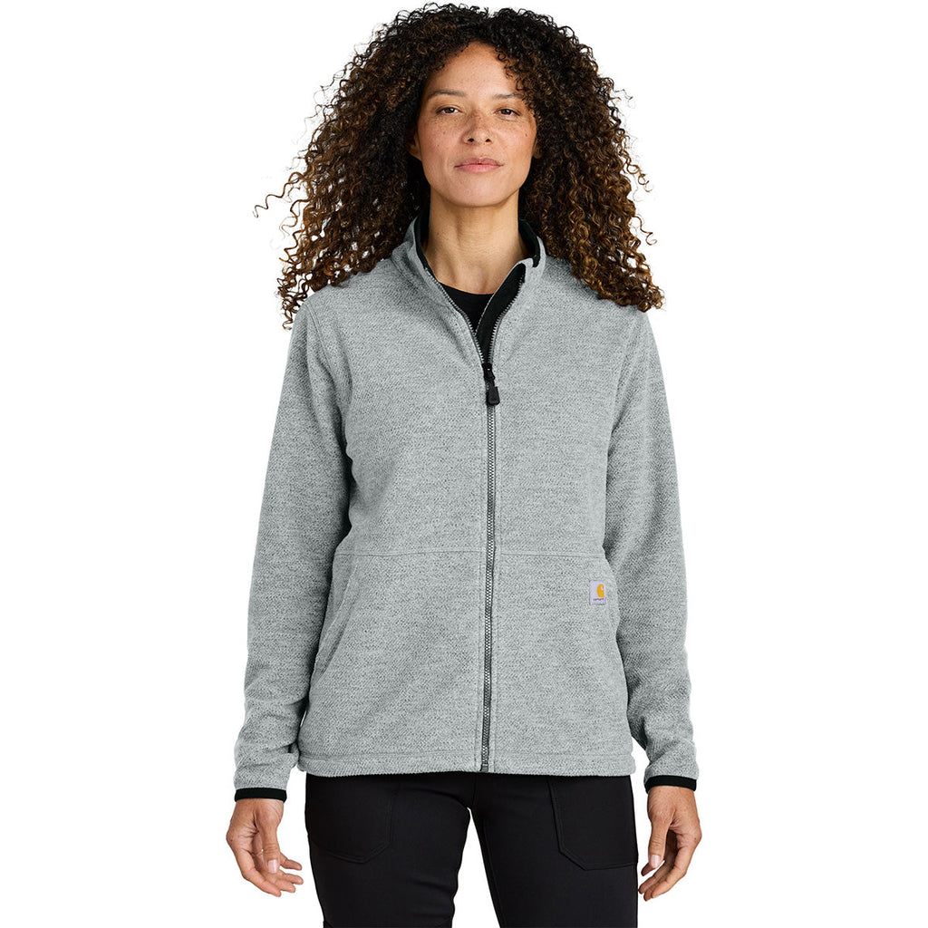 Carhartt Carhartt Women's Heather Grey Textured Full-Zip Fleece Jacket