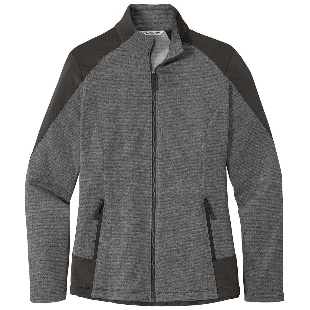 Port Authority Authentic Port Authority Women's Grey Smoke Heather/Grey Smoke Grid Fleece Jacket