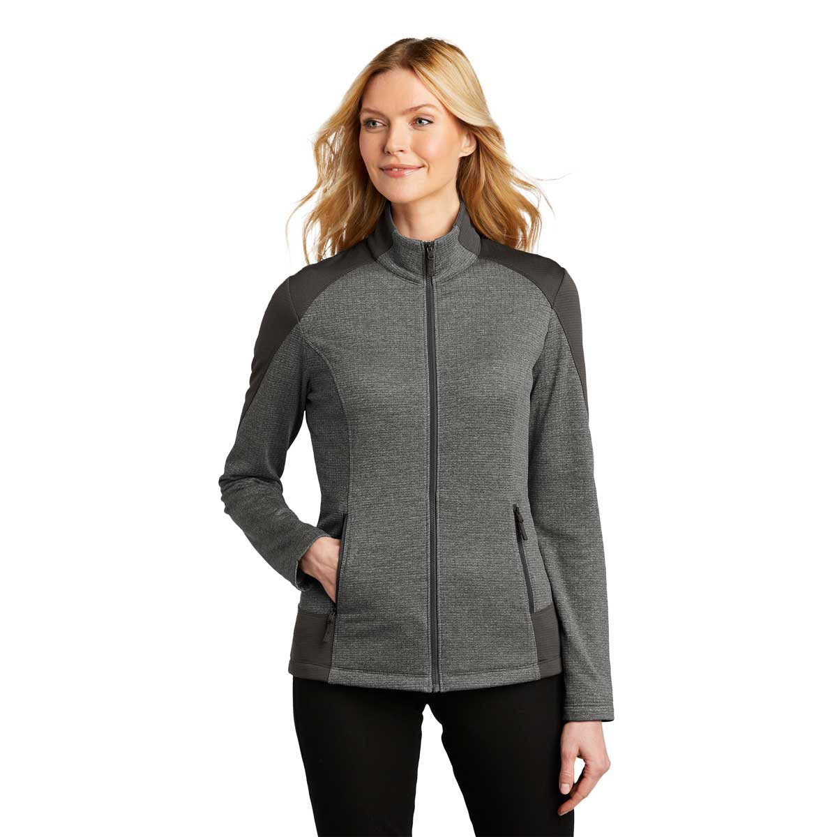Port Authority Authentic Port Authority Women's Grey Smoke Heather/Grey Smoke Grid Fleece Jacket