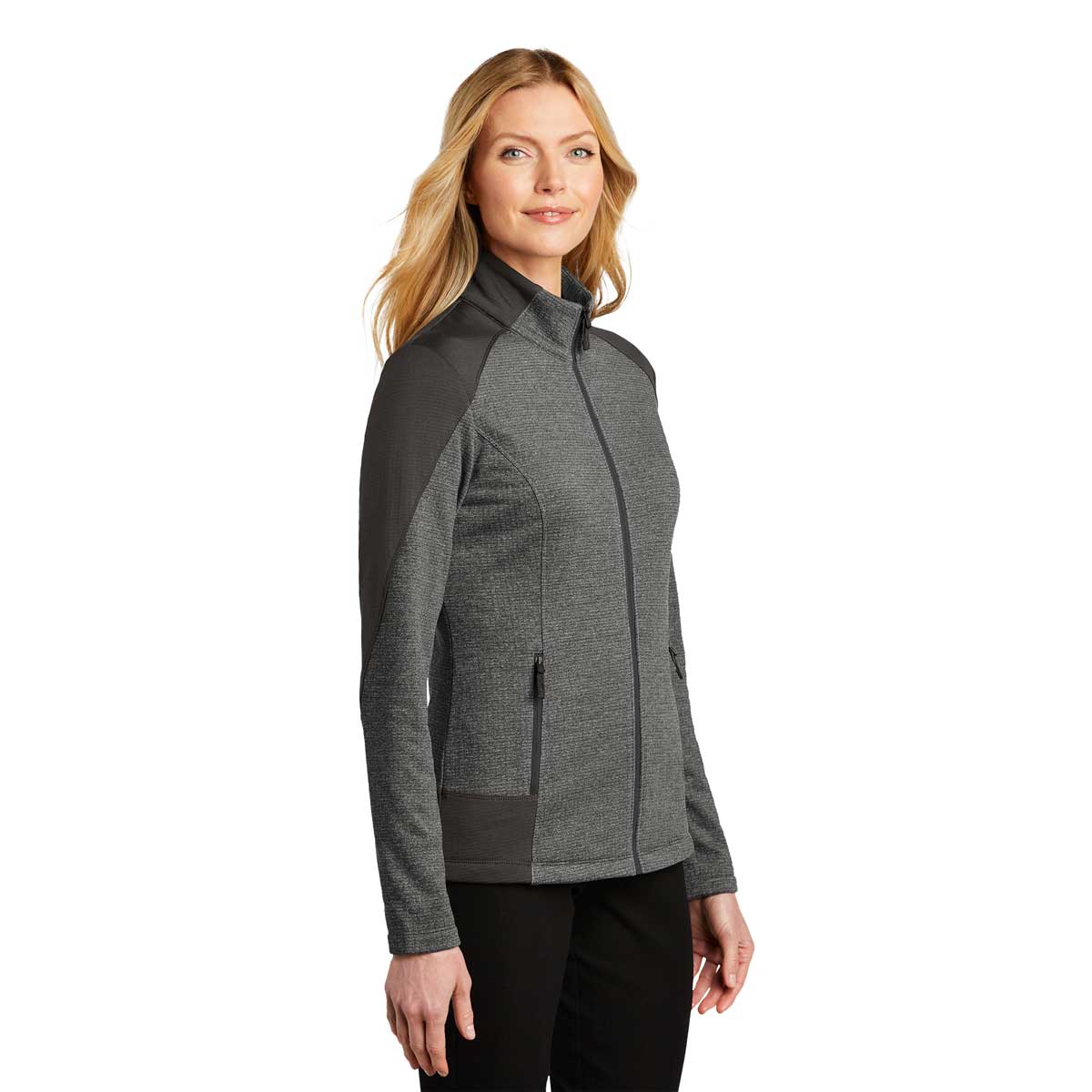 Port Authority Authentic Port Authority Women's Grey Smoke Heather/Grey Smoke Grid Fleece Jacket