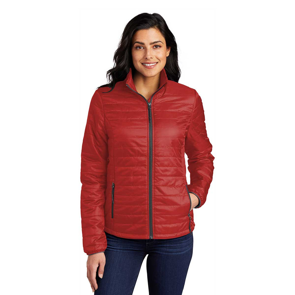 Port Authority Authentic Port Authority Women's Fire Red/ Graphite Packable Puffy Jacket