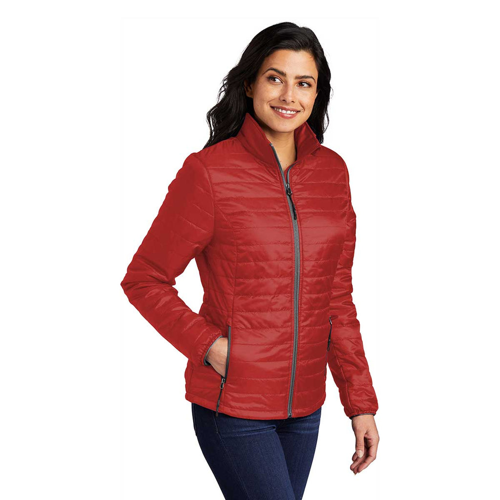 Port Authority Authentic Port Authority Women's Fire Red/ Graphite Packable Puffy Jacket
