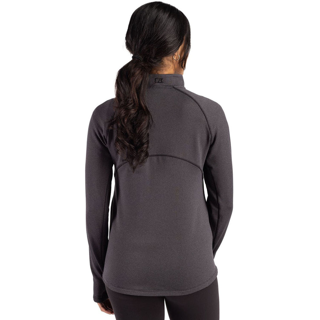 Cutter & Buck Cutter & Buck Women's Black Heather Peshastin Fleece Recycled Full Zip Jacket
