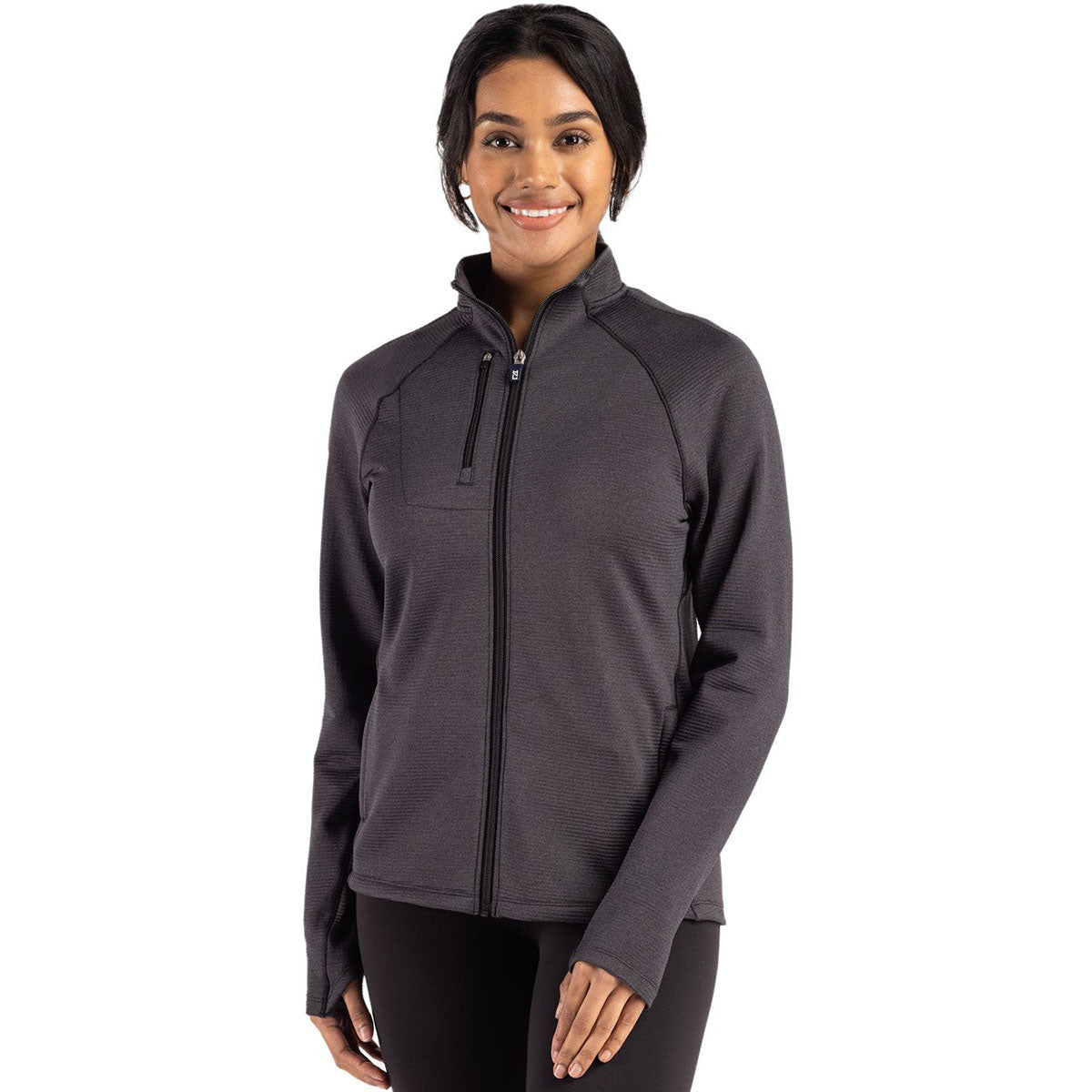 Cutter & Buck Cutter & Buck Women's Black Heather Peshastin Fleece Recycled Full Zip Jacket