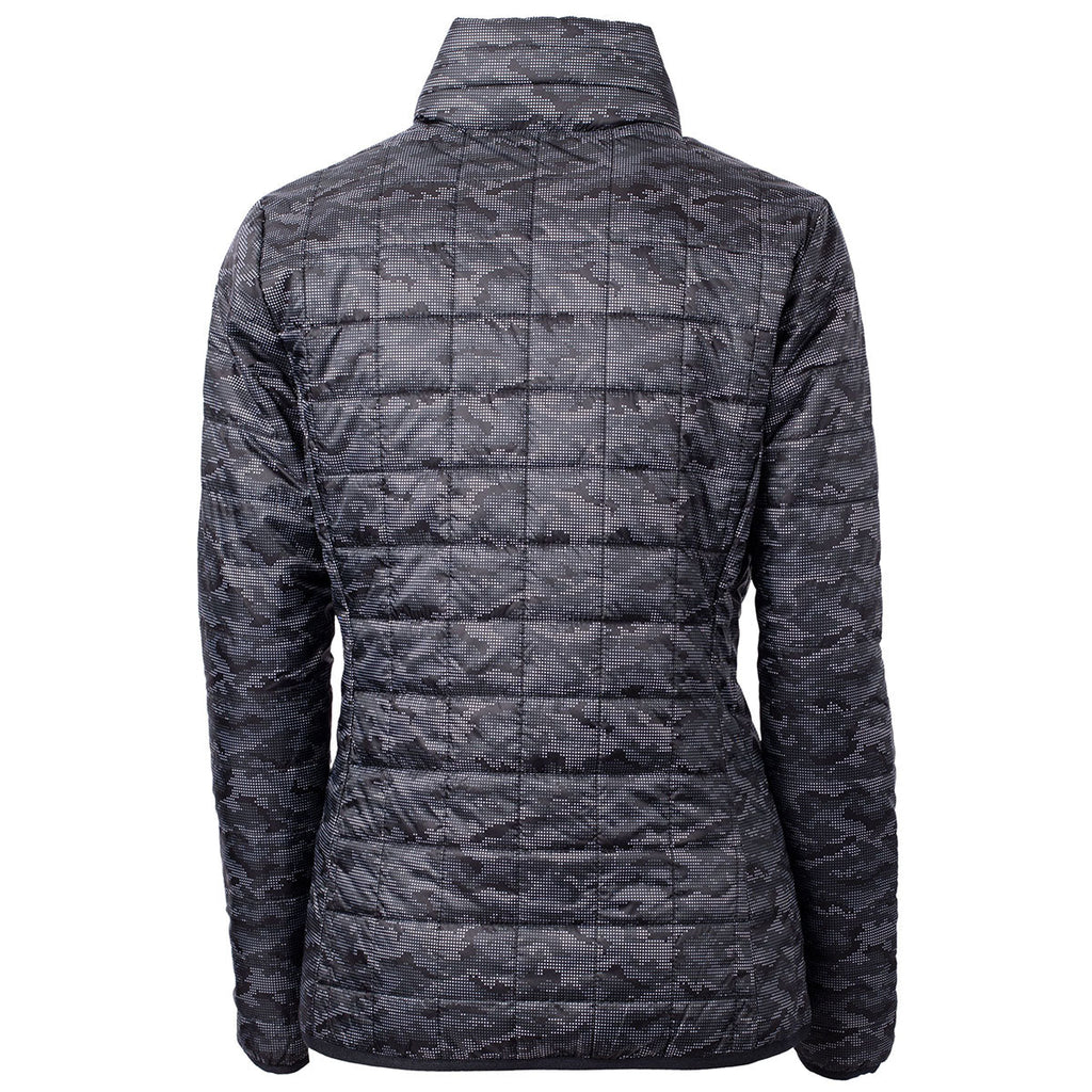 Cutter & Buck Cutter & Buck Women's Black Rainier Primaloft Eco Insulated Full Zip Printed Puffer Jacket