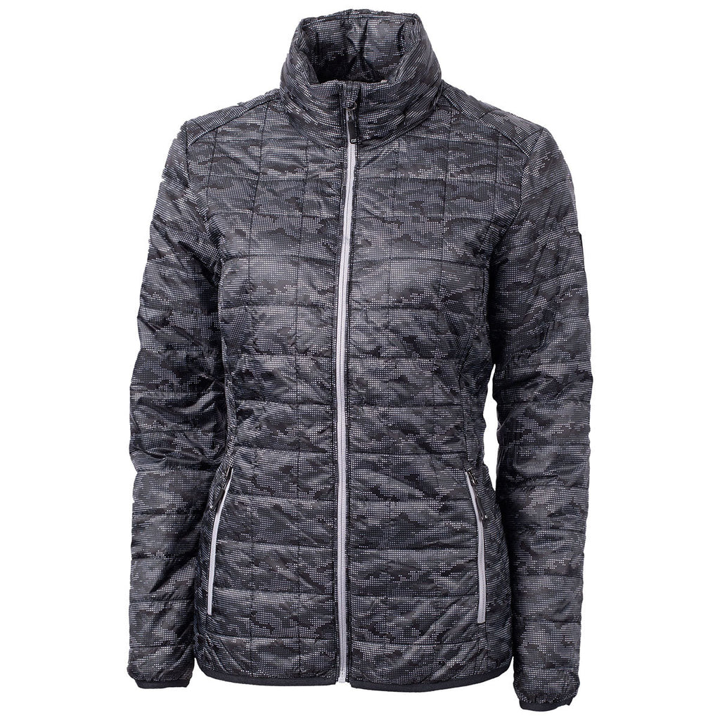 Cutter & Buck Cutter & Buck Women's Black Rainier Primaloft Eco Insulated Full Zip Printed Puffer Jacket