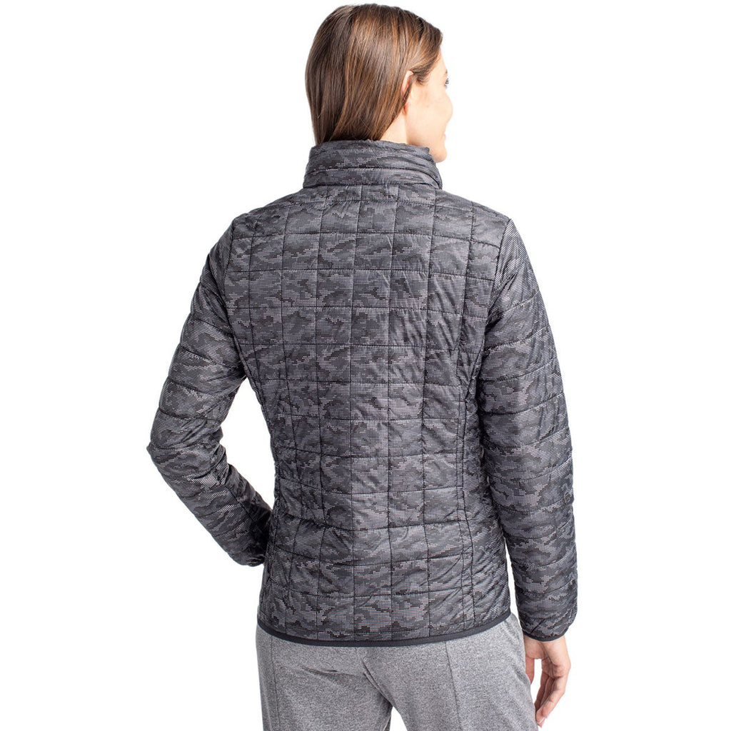 Cutter & Buck Cutter & Buck Women's Black Rainier Primaloft Eco Insulated Full Zip Printed Puffer Jacket