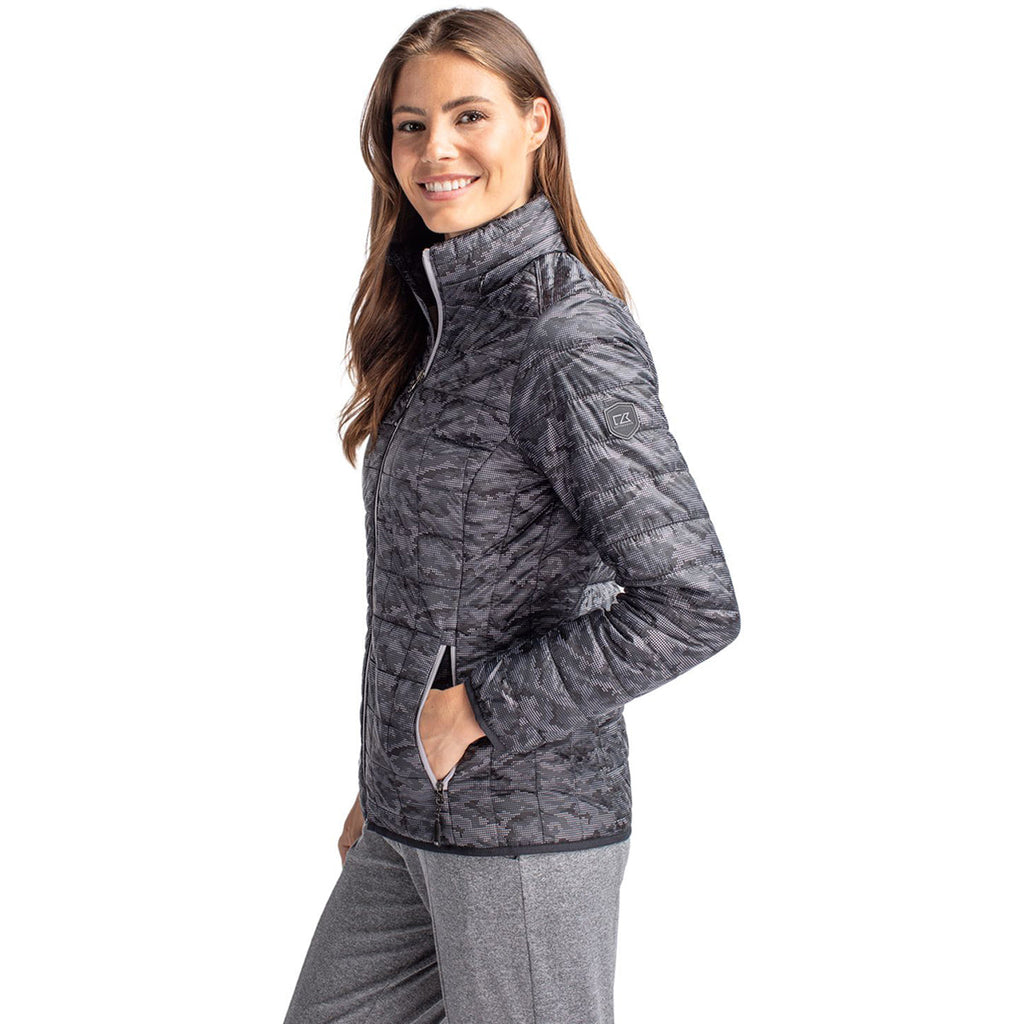 Cutter & Buck Cutter & Buck Women's Black Rainier Primaloft Eco Insulated Full Zip Printed Puffer Jacket