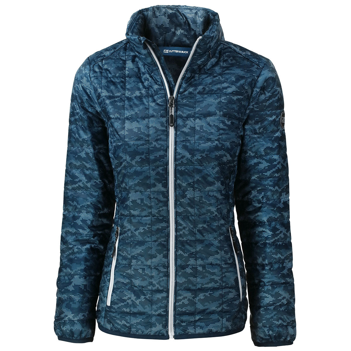 Cutter & Buck Cutter & Buck Women's Dark Navy Rainier Primaloft Eco Insulated Full Zip Printed Puffer Jacket