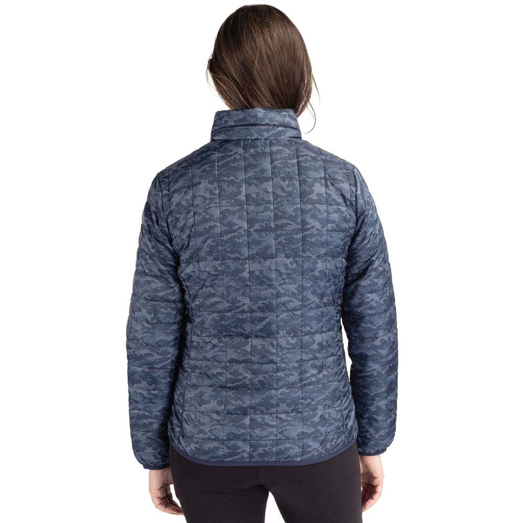 Cutter & Buck Cutter & Buck Women's Dark Navy Rainier Primaloft Eco Insulated Full Zip Printed Puffer Jacket