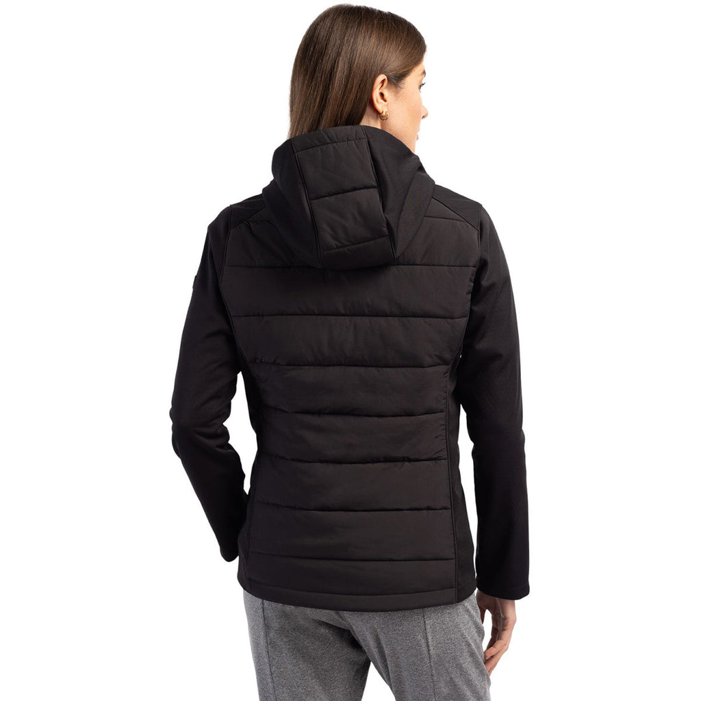 Cutter & Buck Cutter & Buck Women's Black Evoke Hybrid Eco Softshell Recycled Full Zip Hooded Jacket