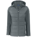 Cutter & Buck Original Cutter & Buck Women's Elemental Grey Evoke Hybrid Eco Softshell Recycled Full Zip Hooded Jacket