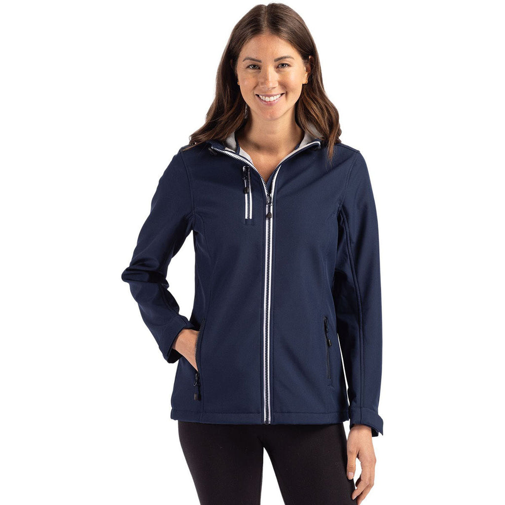 Clique Clique Women's Dark Navy Telemark Eco Stretch Softshell Full Zip Hooded Jacket