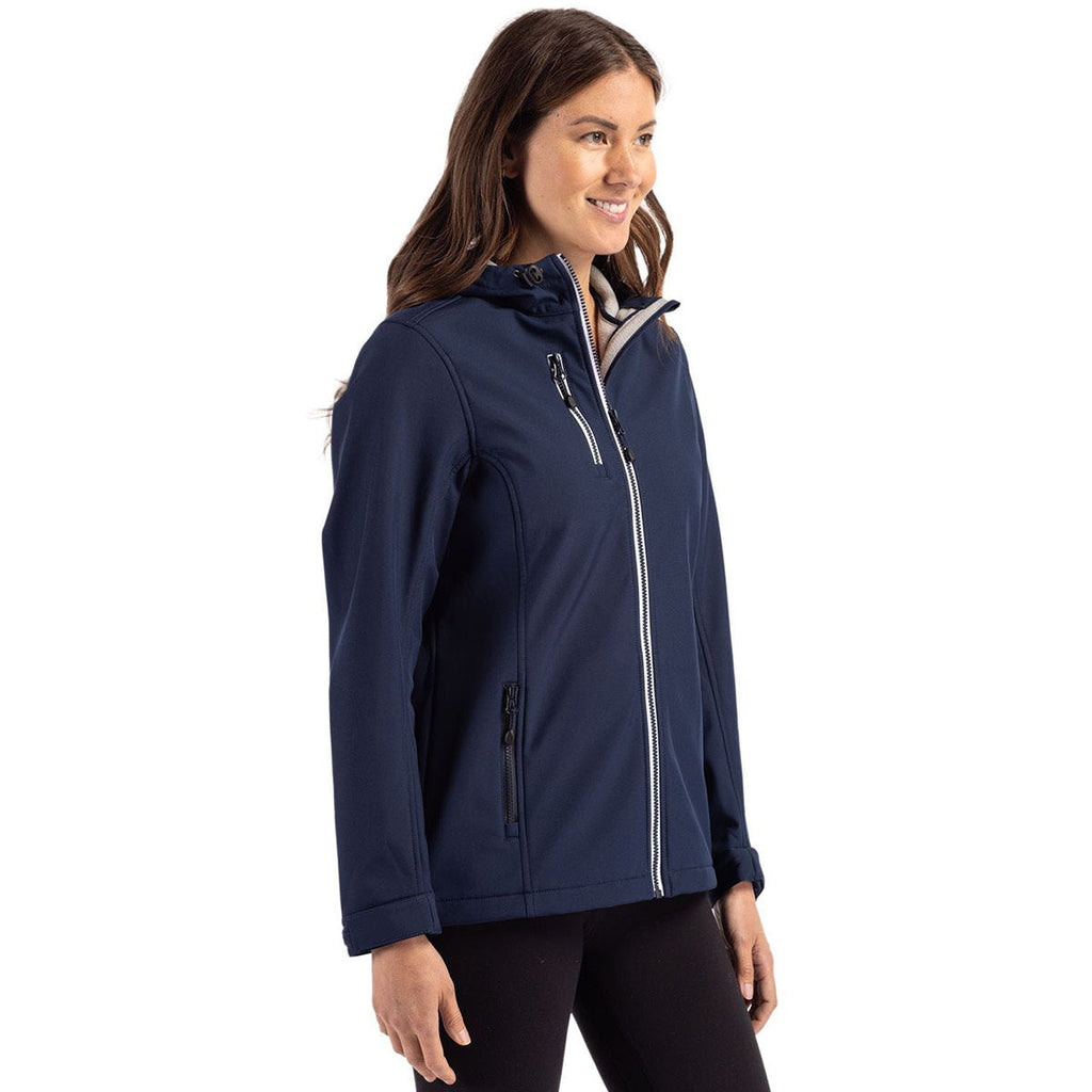 Clique Clique Women's Dark Navy Telemark Eco Stretch Softshell Full Zip Hooded Jacket