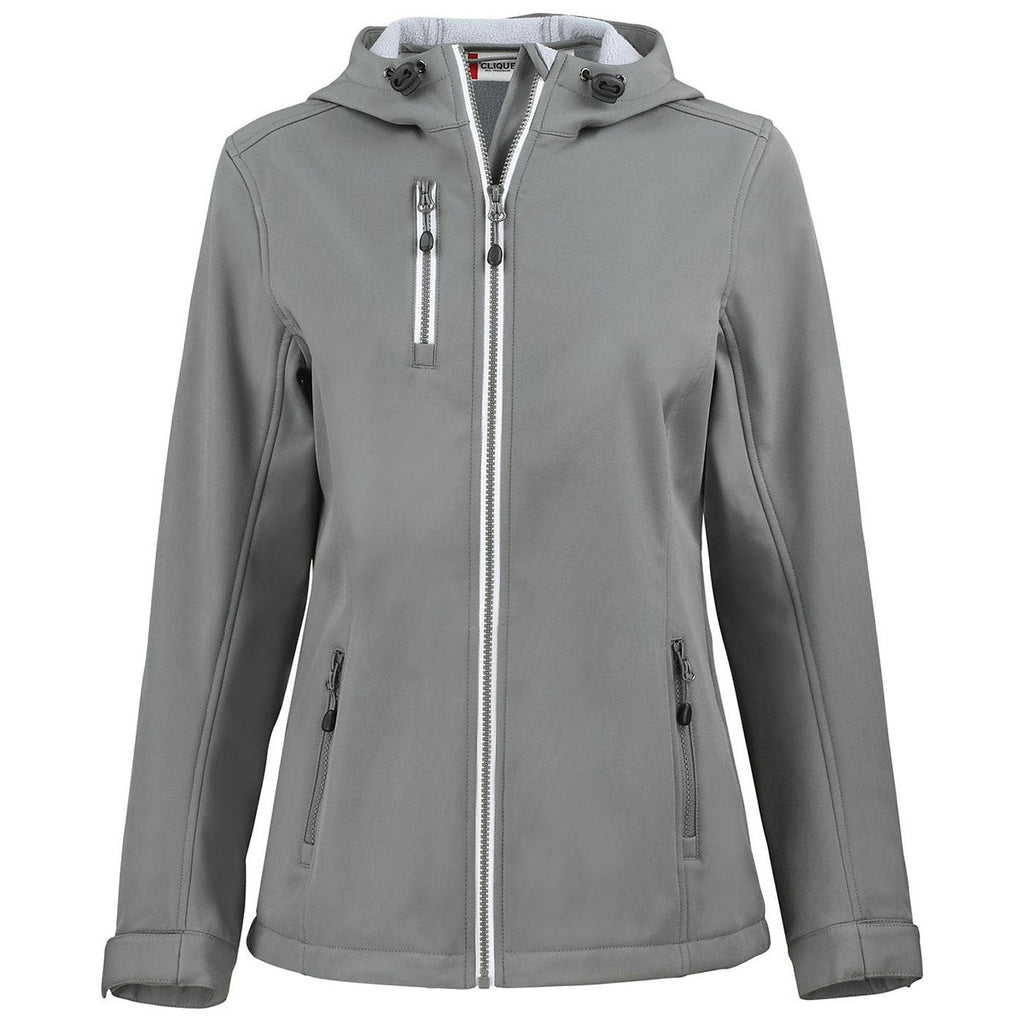 Clique Clique Women's Pure Slate Telemark Eco Stretch Softshell Full Zip Hooded Jacket