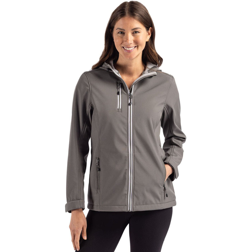 Clique Clique Women's Pure Slate Telemark Eco Stretch Softshell Full Zip Hooded Jacket