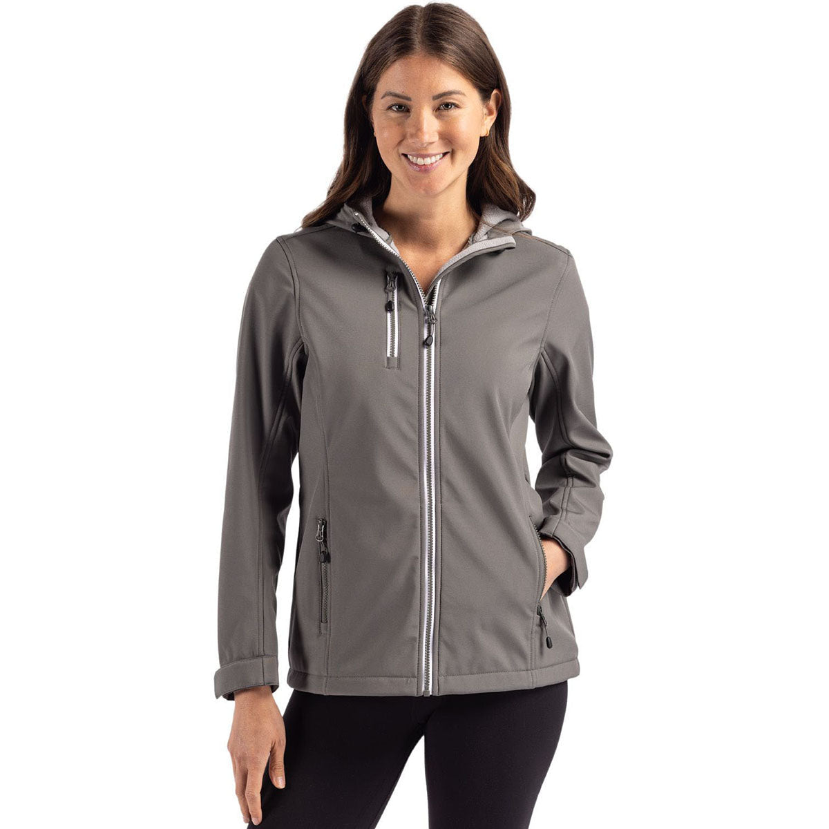 Clique Clique Women's Pure Slate Telemark Eco Stretch Softshell Full Zip Hooded Jacket