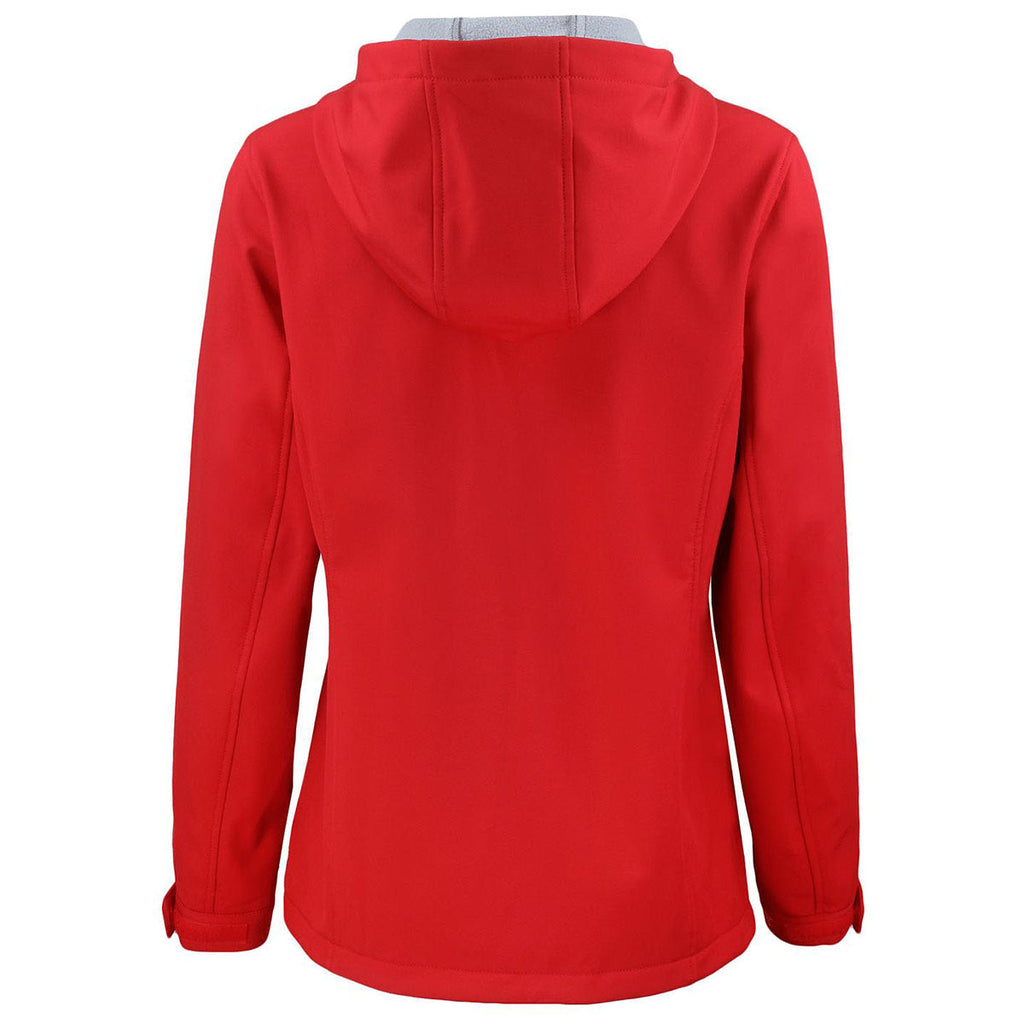 Clique Official Clique Women's Red Telemark Eco Stretch Softshell Full Zip Hooded Jacket
