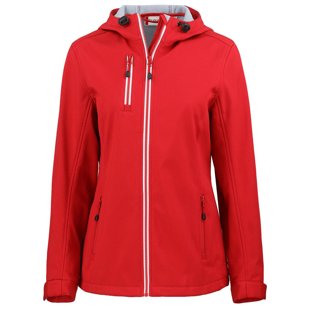 Clique Official Clique Women's Red Telemark Eco Stretch Softshell Full Zip Hooded Jacket