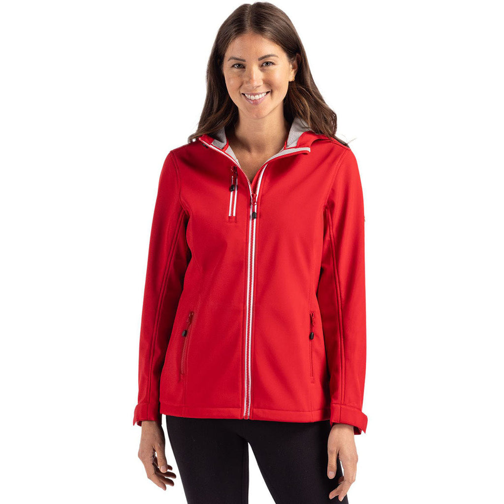 Clique Official Clique Women's Red Telemark Eco Stretch Softshell Full Zip Hooded Jacket
