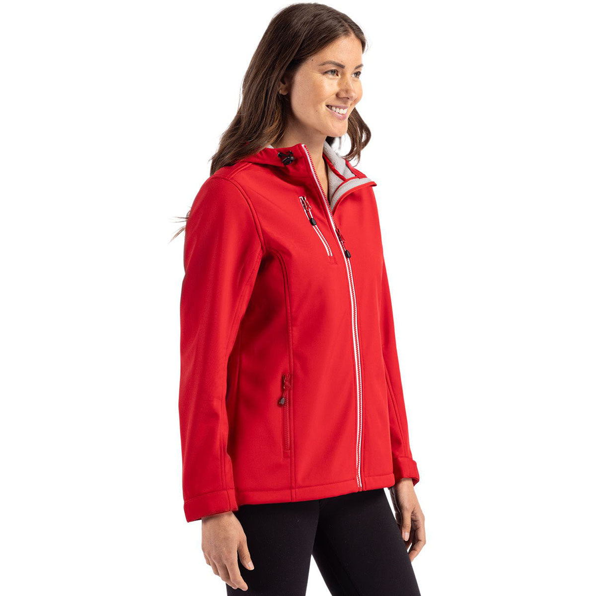 Clique Official Clique Women's Red Telemark Eco Stretch Softshell Full Zip Hooded Jacket