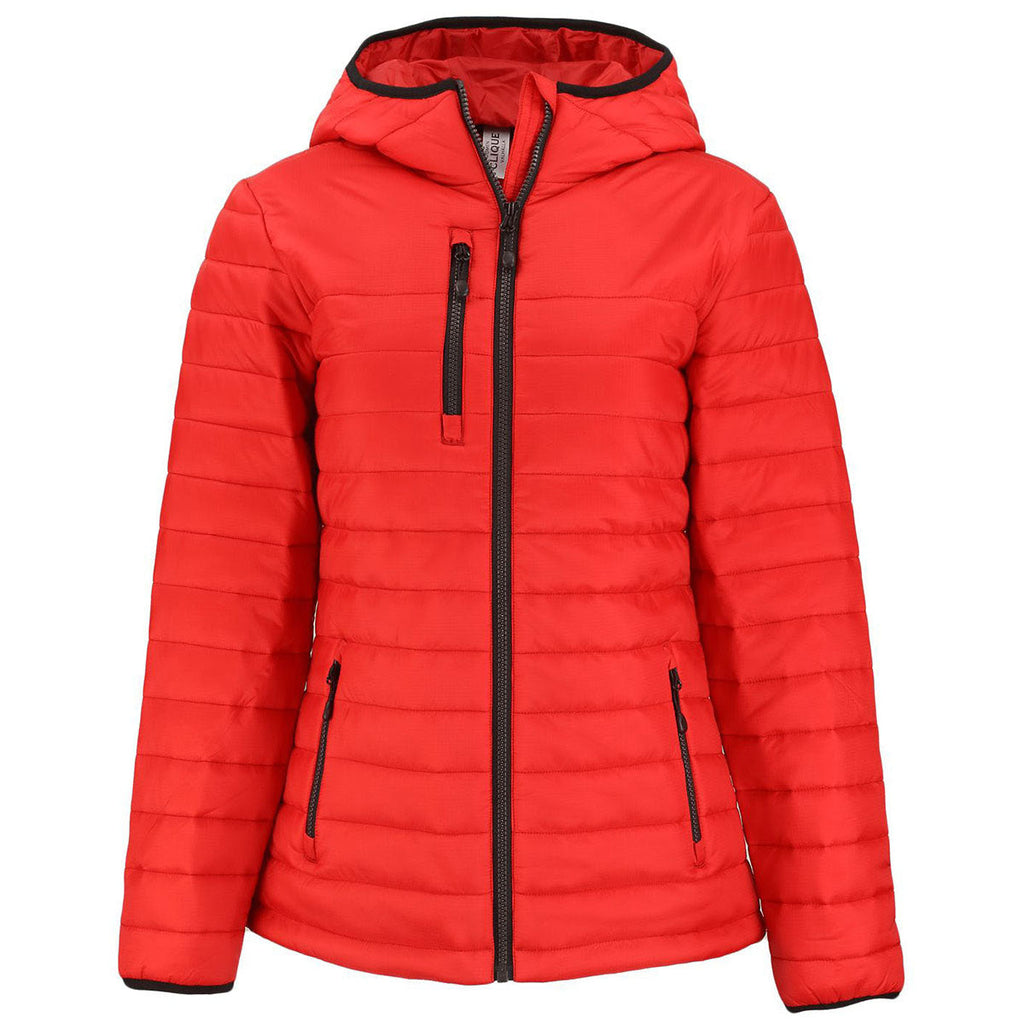 Clique Premium Clique Women's Red Valhalla Full Zip Puffer Jacket
