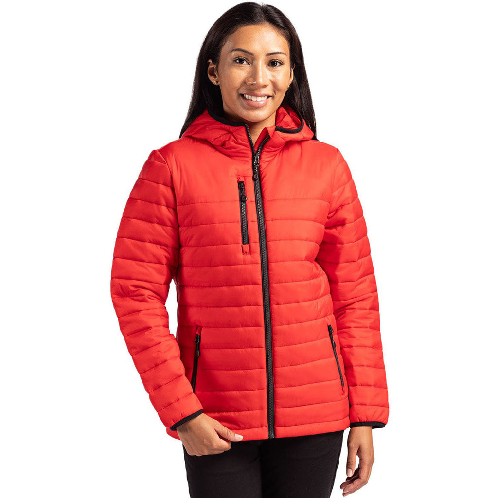 Clique Premium Clique Women's Red Valhalla Full Zip Puffer Jacket