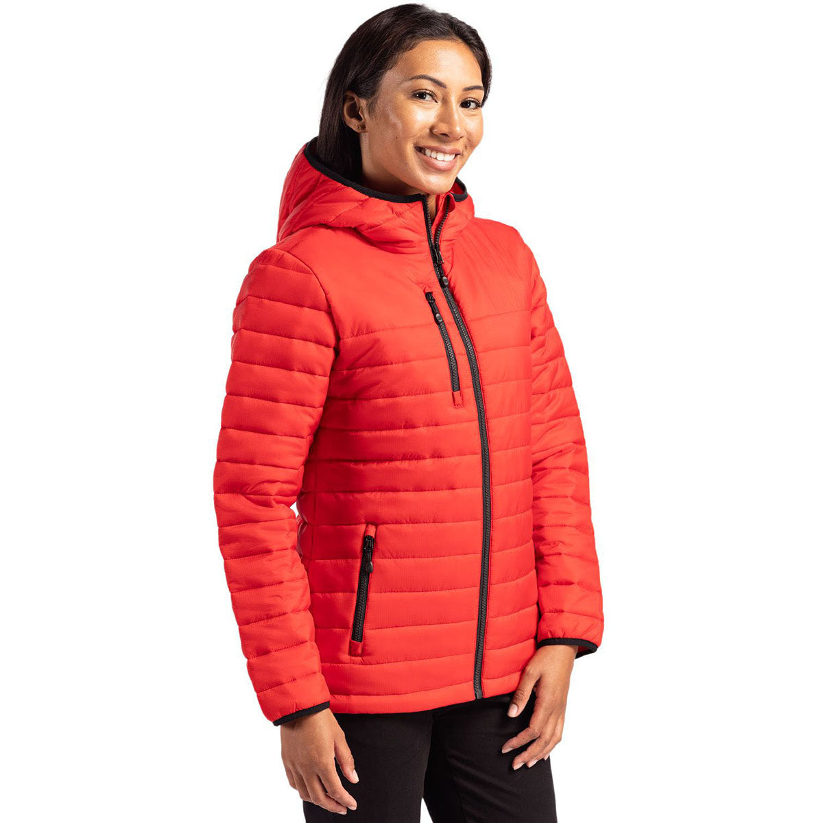 Clique Premium Clique Women's Red Valhalla Full Zip Puffer Jacket