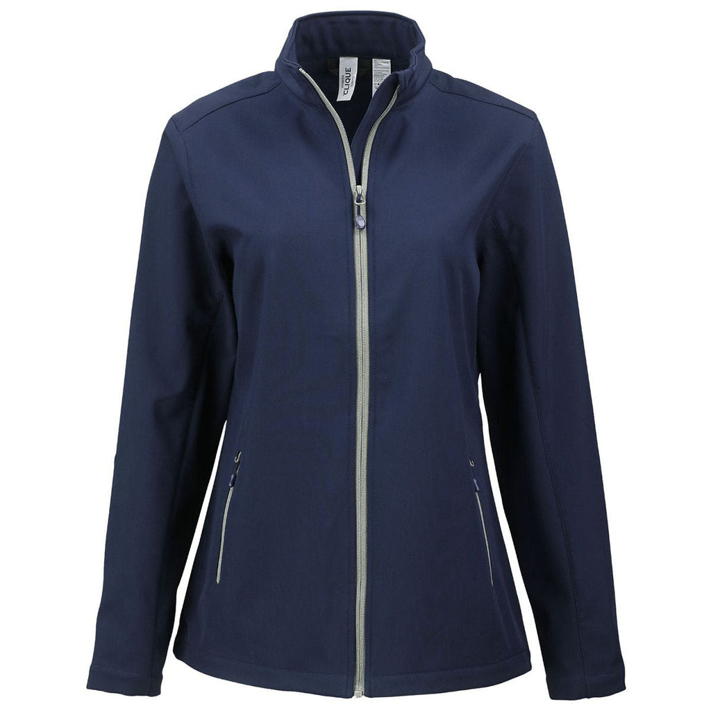 Clique Clique Women's Dark Navy/Pure Slate Tempo Stretch Full Zip Softshell Jacket