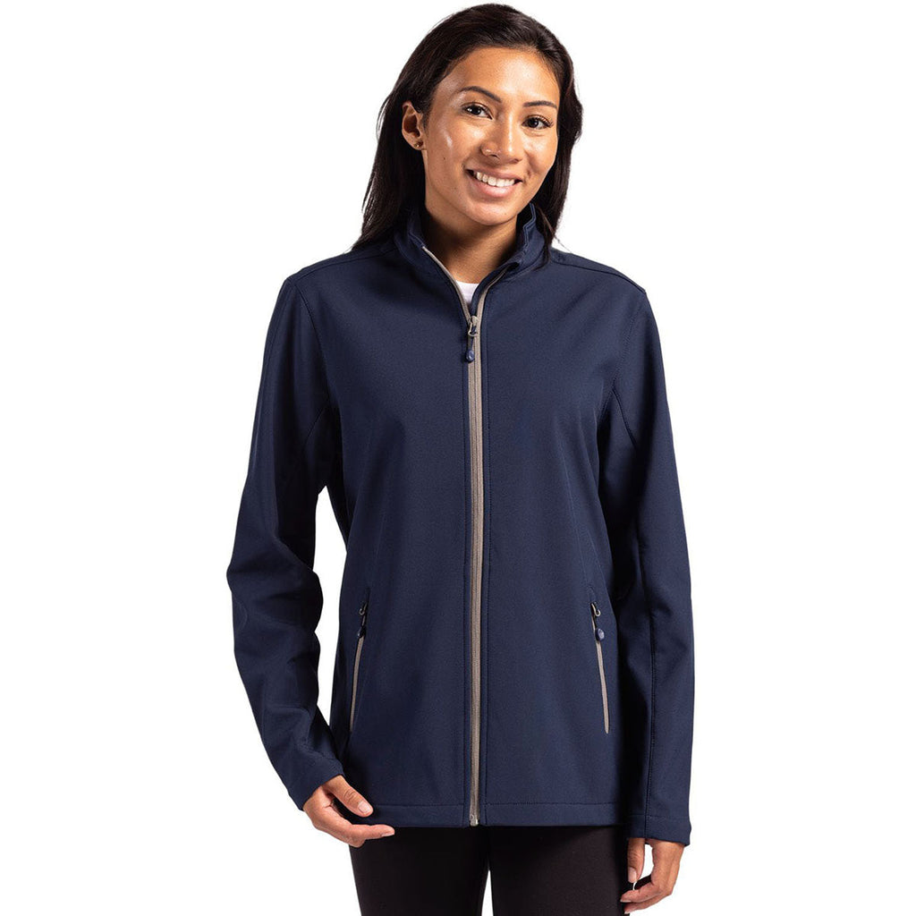Clique Clique Women's Dark Navy/Pure Slate Tempo Stretch Full Zip Softshell Jacket