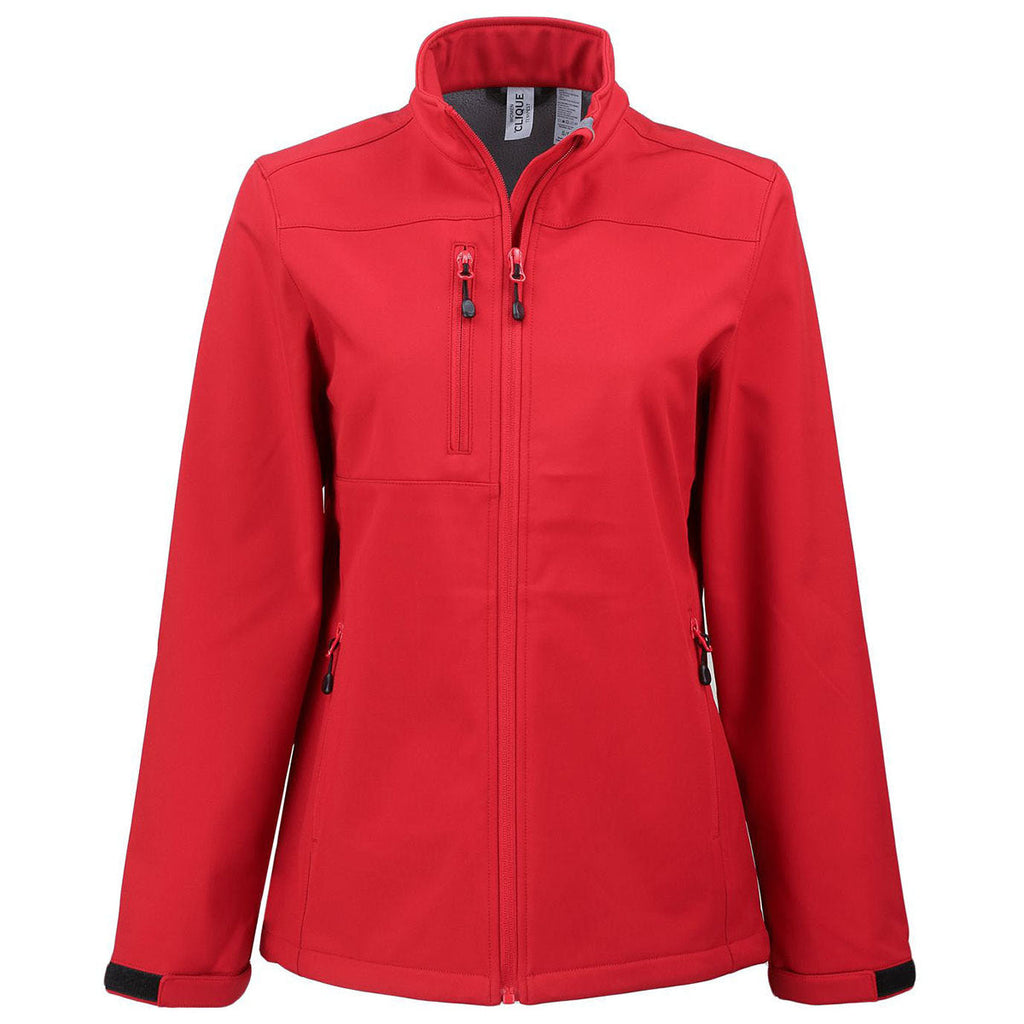 Clique Official Clique Women's Red Tempest Waterproof Full Zip Softshell Jacket