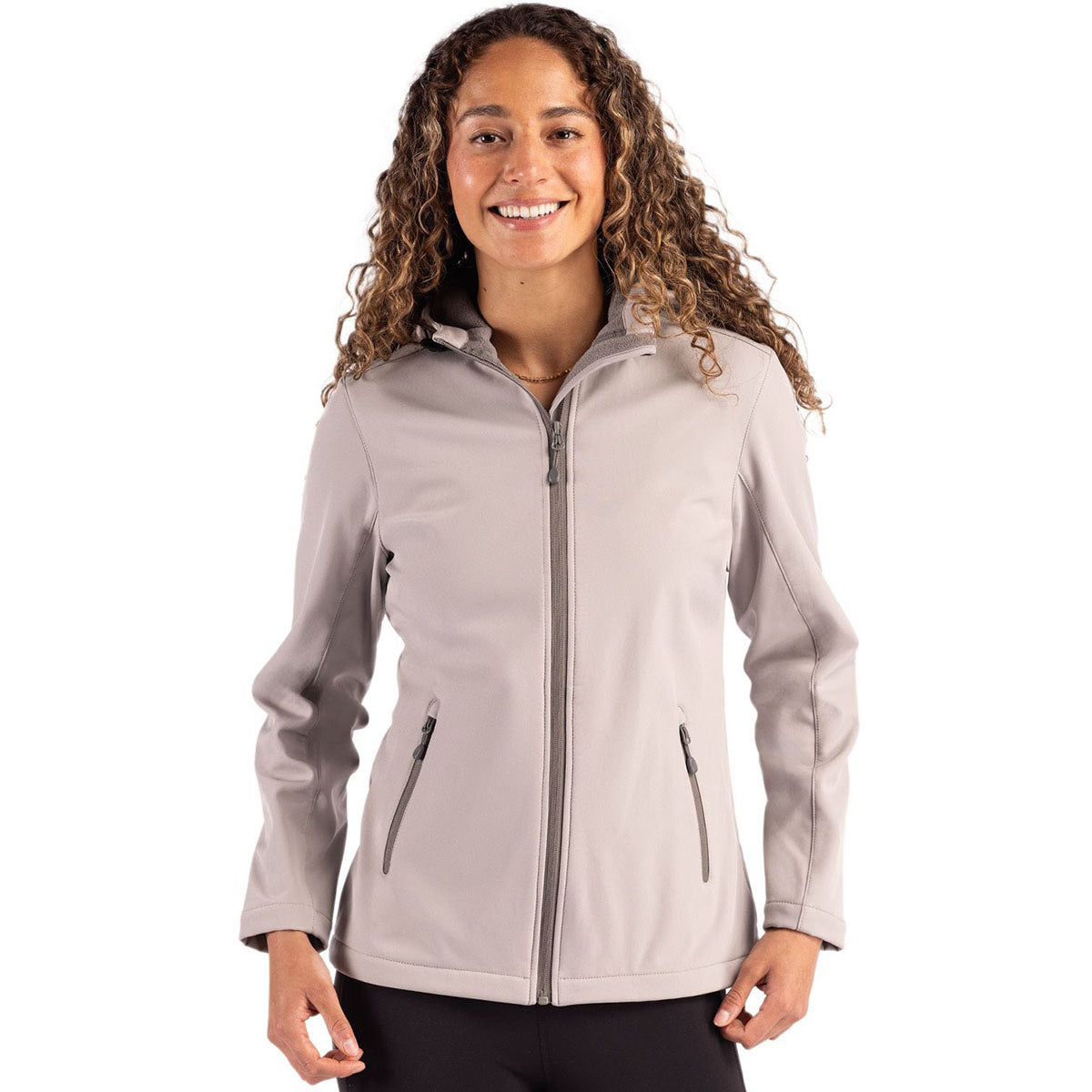 Clique Clique Women's Silver Grey/Pure Slate Tempo Recycled Stretch Softshell Hooded Jacket