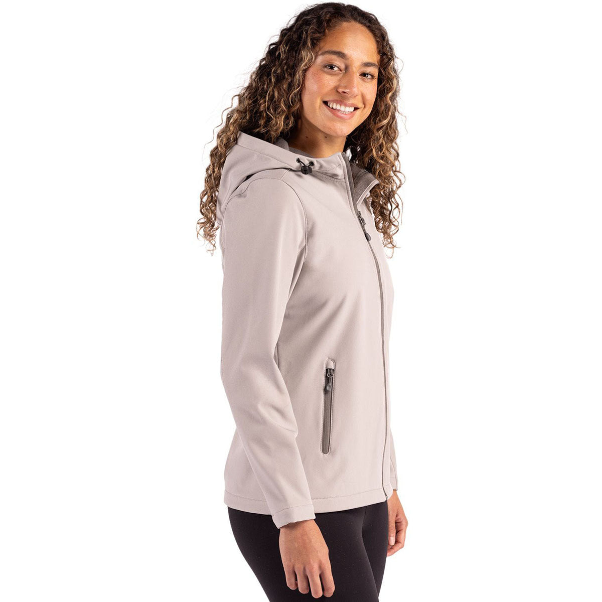 Clique Clique Women's Silver Grey/Pure Slate Tempo Recycled Stretch Softshell Hooded Jacket