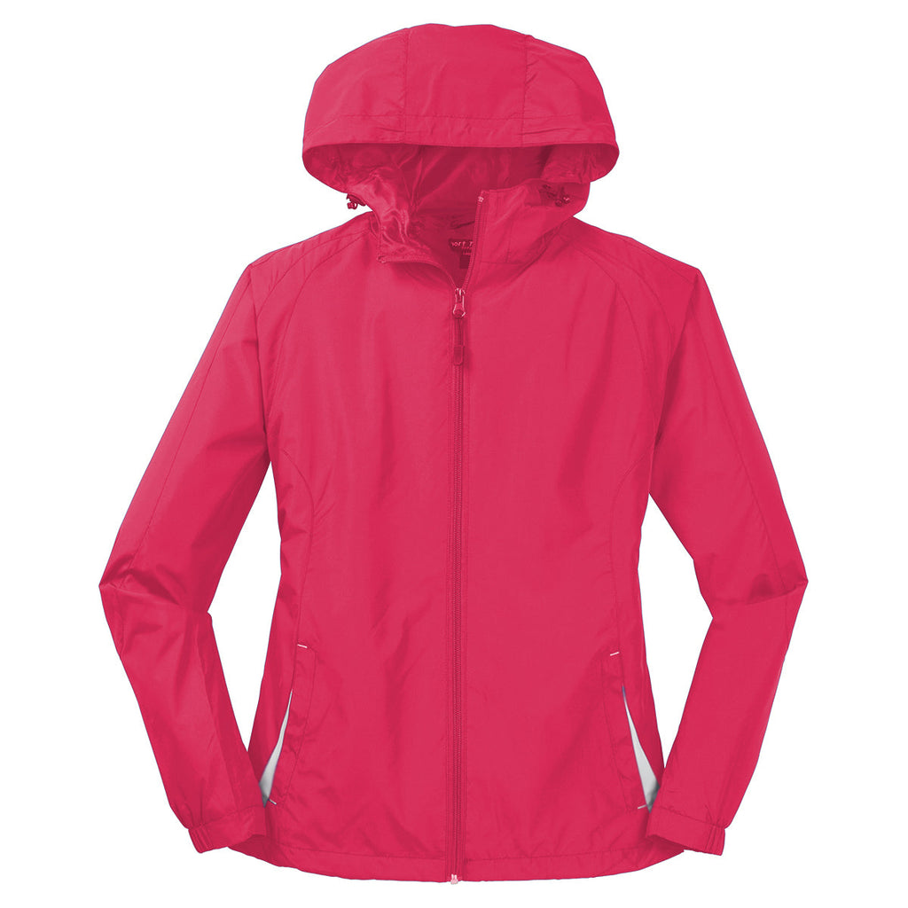 Sport-Tek Authentic Sport-Tek Women's Pink Raspberry/White Colorblock Hooded Raglan Jacket